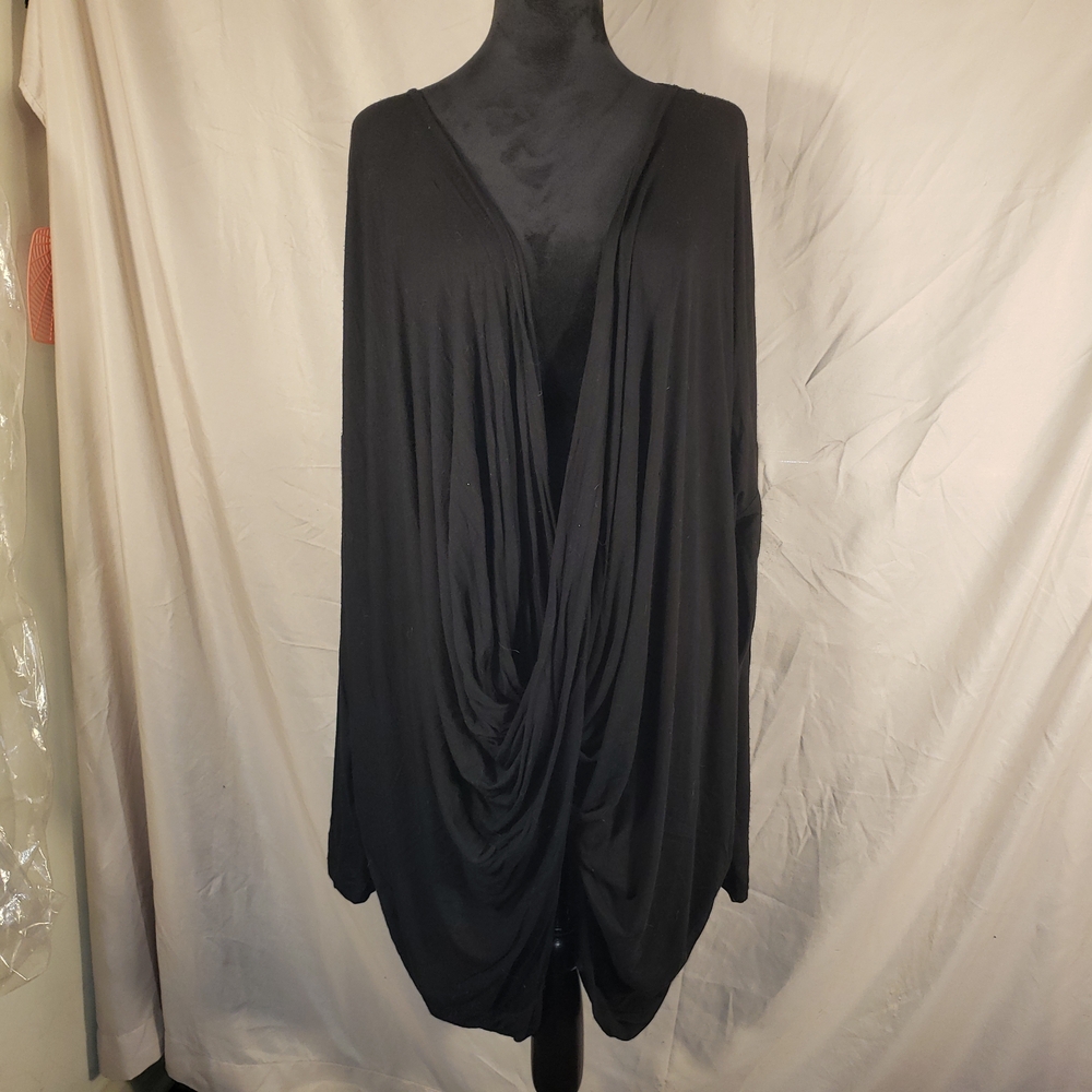 Label Lab Black Knit Draped Front Cardigan - L